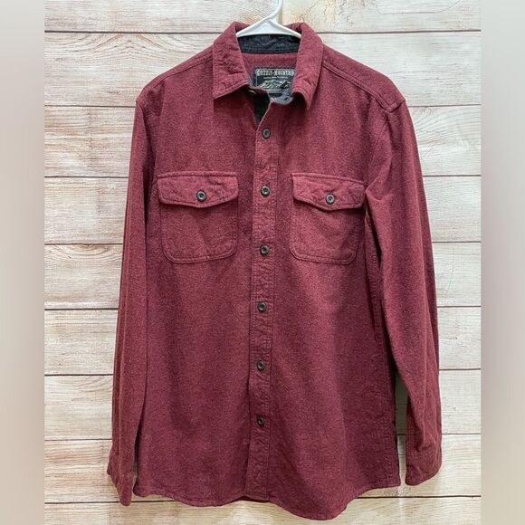 GRIZZLY MOUNTAIN FLANNEL SHIRT IN BURGUNDY - Picture 1 of 5